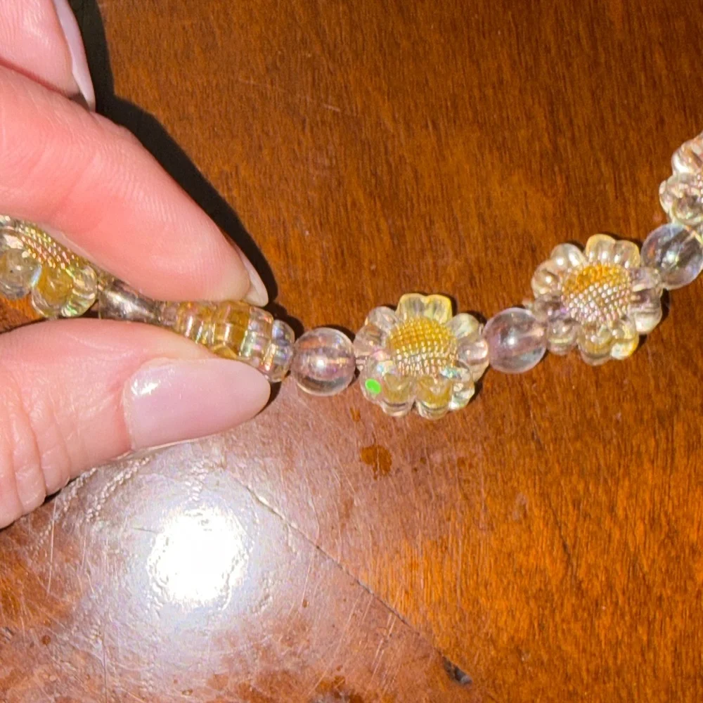 Iridescent Pink Floral Beaded Headband for Kids